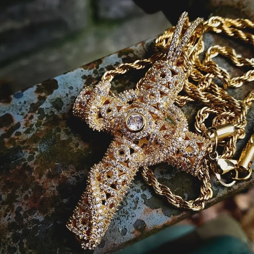 14k Gold Plated Designer Holy Cross Necklace